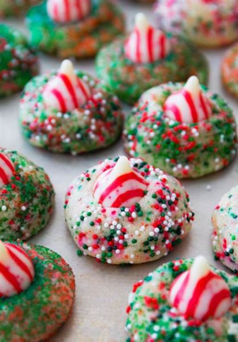 Christmas cookies: Candy cane Kiss cookies