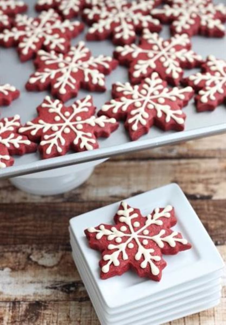 Christmas cookies: Festive red velvet snowflake cookies