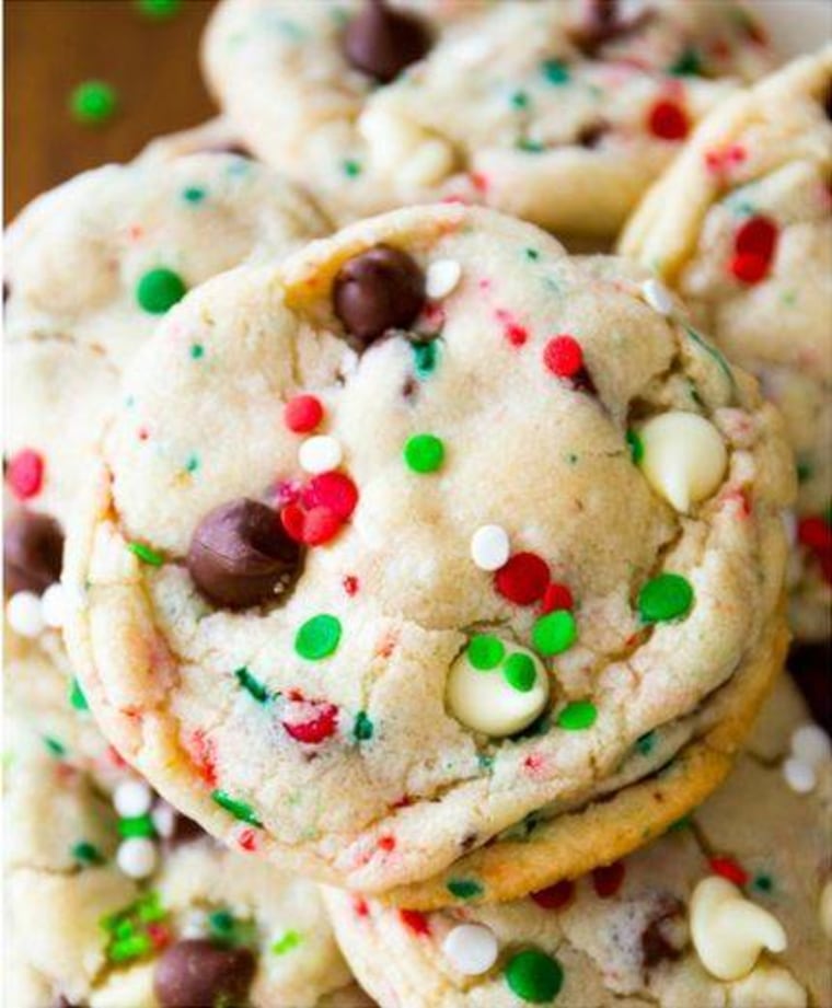 Christmas cookies: Cake batter chocolate chip cookie
