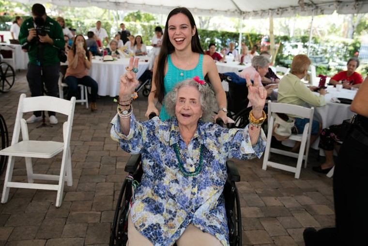 Nursing home holds "Senior Prom" for the elderly.