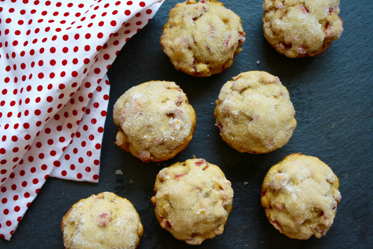 Spring dessert/breakfast recipe: Sugar-Dipped Rhubarb Lemon Muffins
