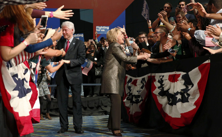 Image: Hillary and Bill Clinton greet supporters Tuesday night in Philadelphia