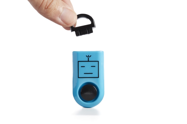 The Sound Grenade is a compact siren, small in size but big in sound.  Once you pull the pin, it emits a 120-decibel  (ambulance-level) alarm. The siren will sound continuously for 30 minutes unless pin is returned to device.