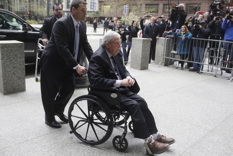 Image: Former House Speaker Dennis Hastert arrives for his sentencing in Chicago