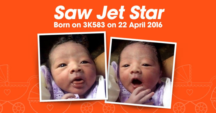 Jetstar Asia posted these photos on Facebook of a baby boy born on a flight on April 22.