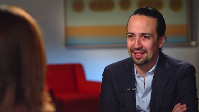 Lin-Manuel Miranda talks with NBC News on April 28, 2016, shortly after his father came back from a trip to his hometown in Vega Alta, P.R. amid the deepening economic crisis.