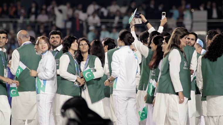 Toorpakai with Team Pakistan at the 2014 Asian Games in South Korea.