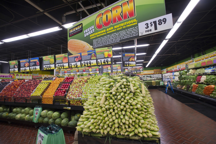Image: Corn and other produce at the Fairway supermarket in New York