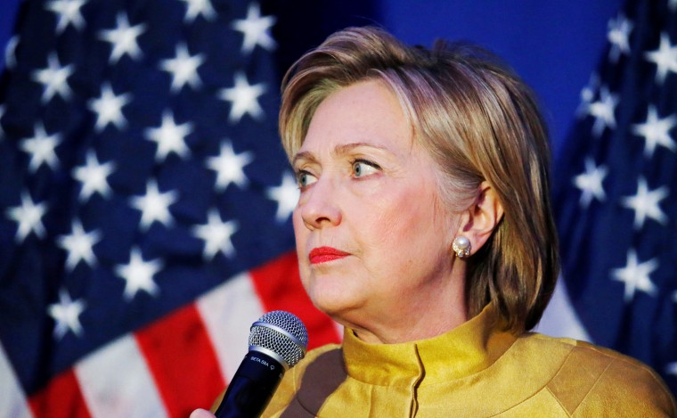 Image: Democratic U.S. presidential candidate Clinton pauses as she addresses a reception for the Asian Pacific American Institute for Congressional Studies in Washington