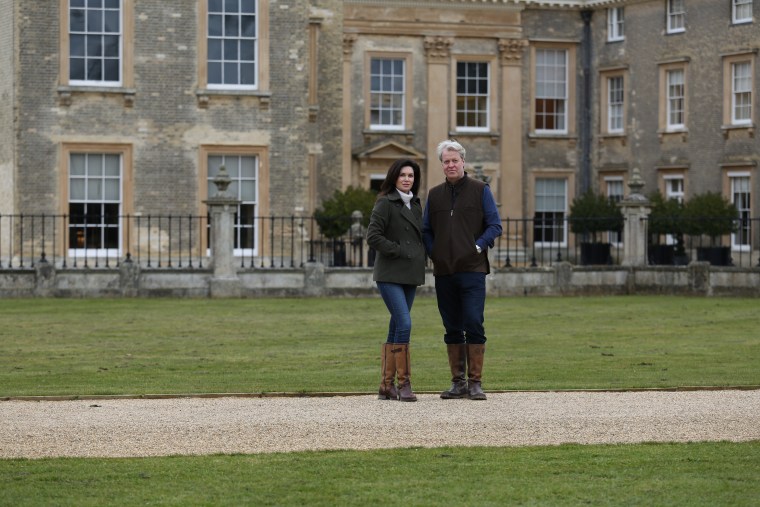 Charles and Karen Spencer in front of the historic Althorp estate.