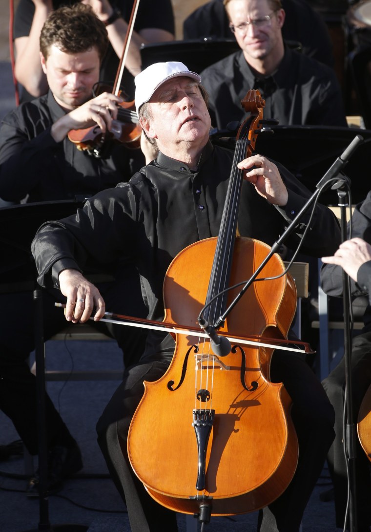 Image: The Mariinsky Theater Orchestra holds a concert in Palmyra, Syria