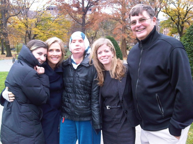 Charla Nash, daughter Briana Nash, brother Steve Nash, Meredith Vieira and NBC producer Stephanie Siegel in November, 2011.