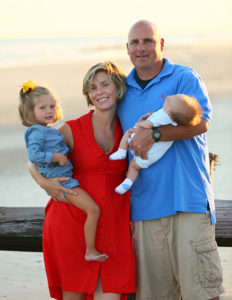 Kevin McNamara with his wife Shawn and children, Sarah, 4, and Blake, 9 months. "I had a guardian angel that day," he said. "This could have possibly been a disaster and I have two young kids.