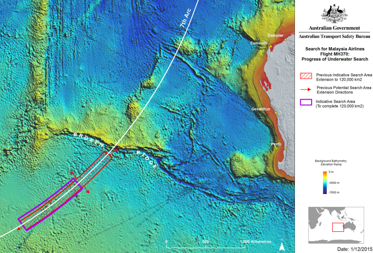 Image: Map of the progress of the underwater search of MH370