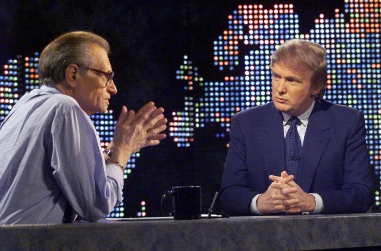 Image:  Trump talks with host Larry King in 1999