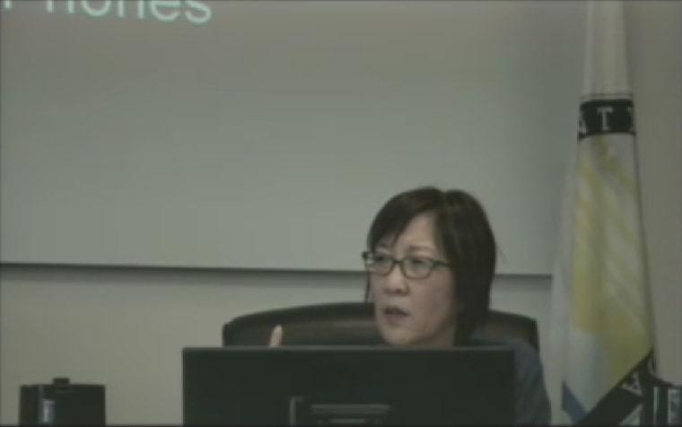 Alameda County Supervisor Wilma Chan speaks during the January Alameda County Board of Supervisors meeting where some staff from Asian Community Mental Health Services and their supporters voiced concerns over the organization's leadership.