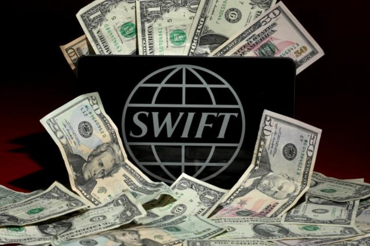 Photo illustration of the SWIFT logo