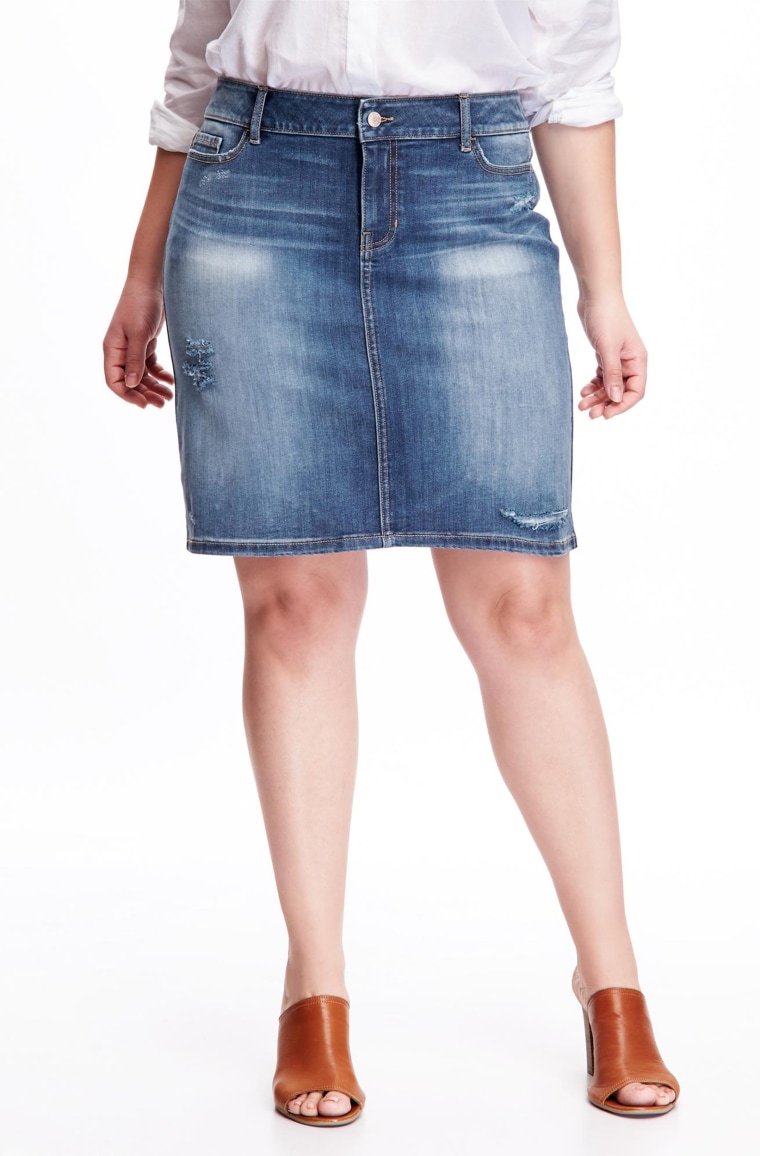 Denim pencil skirt