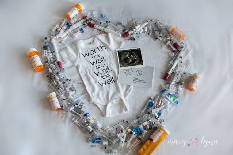 Macy Rodeffer took the syringes she used in fertility treatments to help share her pregnancy news.