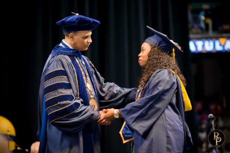 Jelina Sheppard, a single mom, thanked her son for helping her to graduate