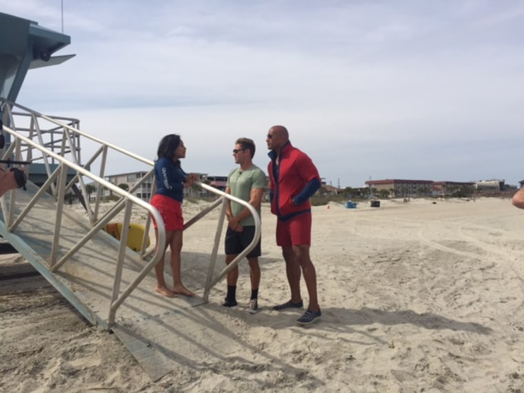 Sheinelle Jones visits the set of Baywatch