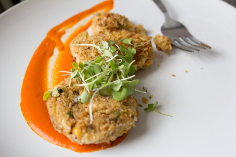 Vegan crab cakes made using hearts of palm