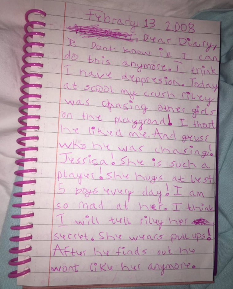 Madie Cardon's diary entry from Feb. 13, 2008.