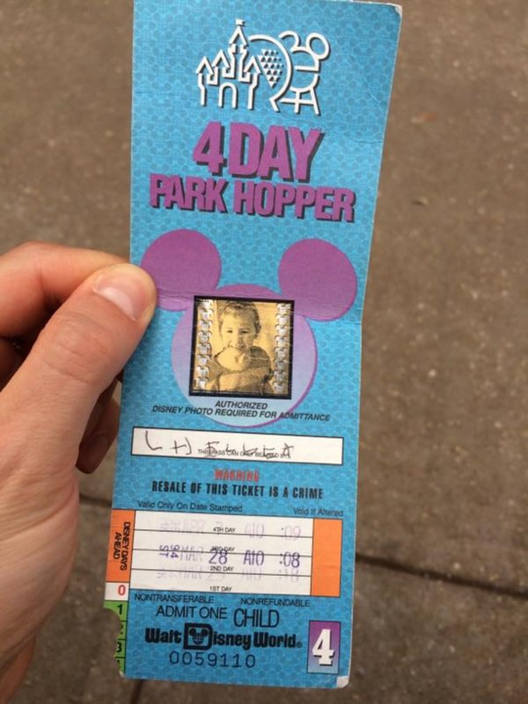 22-year-old ticket at Disney World