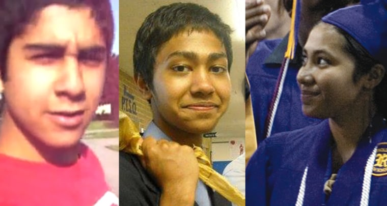 This combination of three photos shows from left to right, Jaffrey Khan, Rasel Raihan and Zakia Nasrin