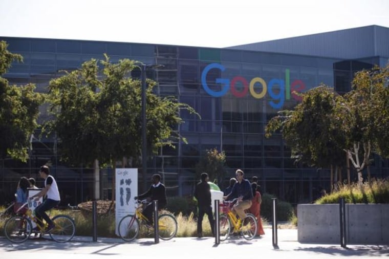 The new Google logo is seen at the Google headquarters in Mountain View, California