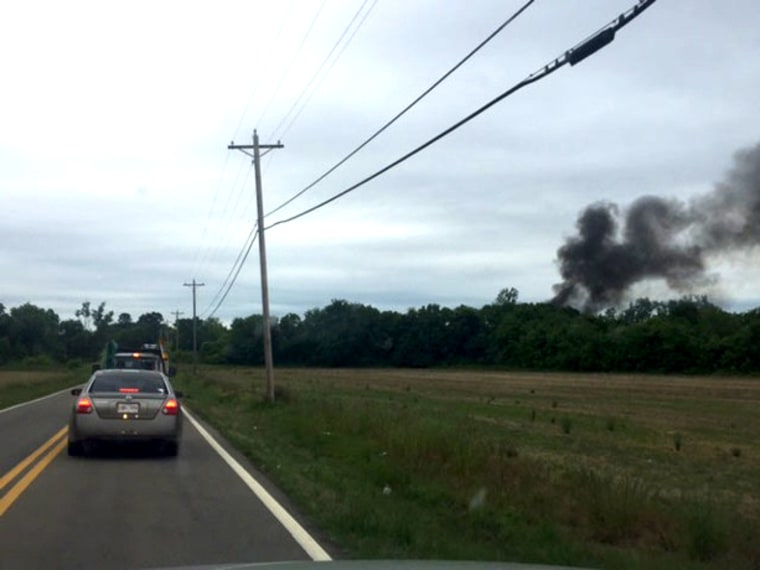 Smoke from a plane crash in Tulepo, Mississippi on May 16.