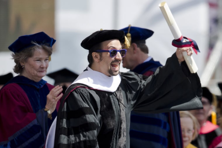 Image: Lin-Manuel Miranda receives an an honorary degree during the University of Pennsylvania commencement