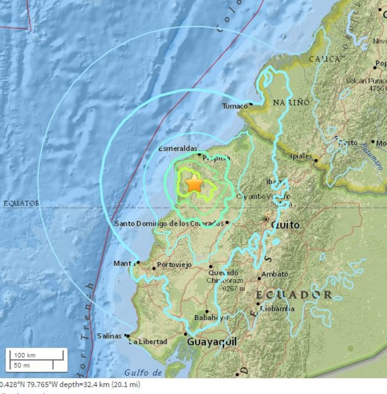 Image: Map showing location of Ecuador earthquake