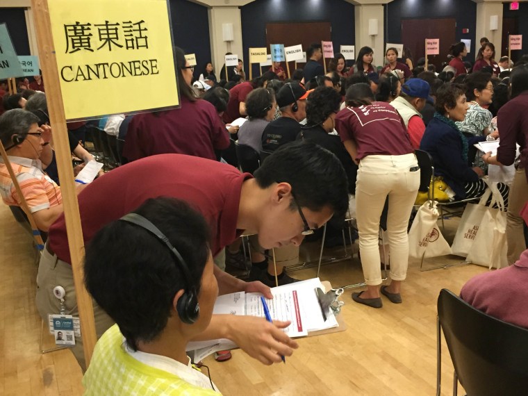 Asian Health Services volunteers in California register their clients to vote.