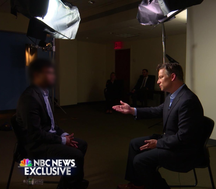 Richard Engel interviews a subject for an NBC News exclusive.