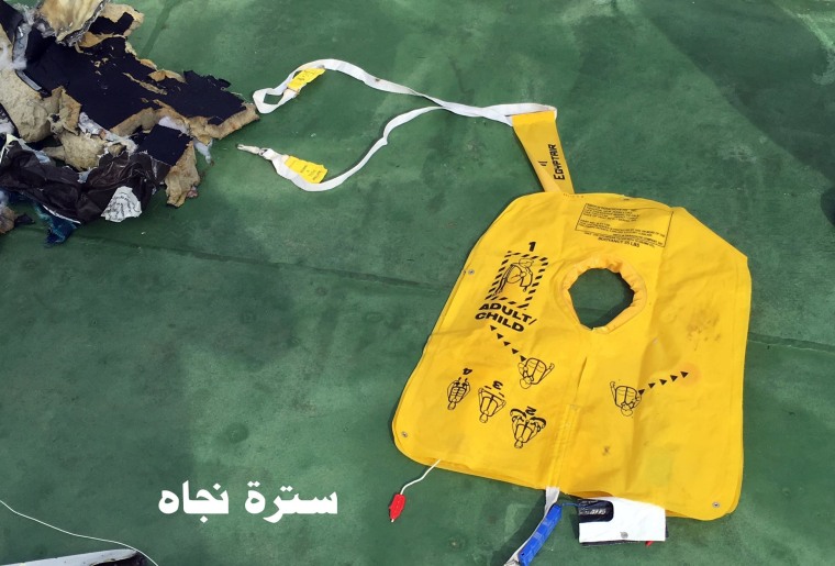 Image: The first pictures of debris from crashed EgyptAir flight MS804 were published Saturday by military officials in Cairo.