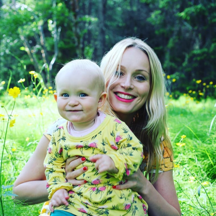 Thorunn Antonia Magnusdottir with her daughter, Freyja