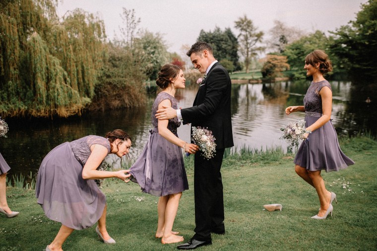 Bridesmaid jumps in lake