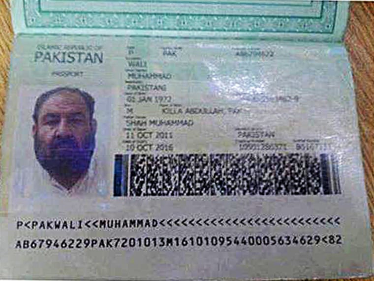 Image: alledged Mullah Akhtar Mohammad Mansoor passport