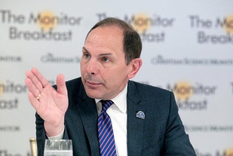 Department of Veterans Affairs Secretary Bob McDonald speaks at a breakfast with reporters on May 23.