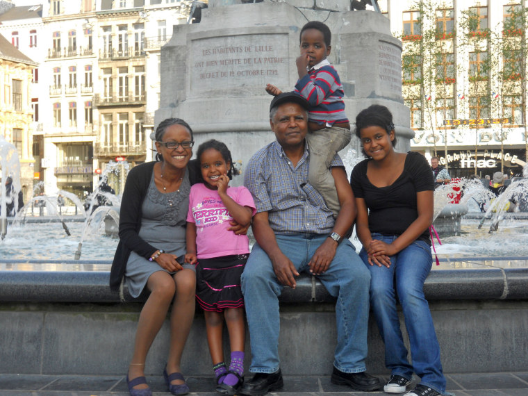 Andy Tsege with Yemi Hailemariam and the kids.