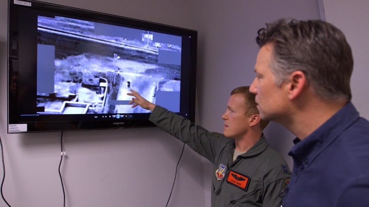 Will, a US Air Force Captain at Creech Air Force base outside Las Vegas, shows Richard Engel previously restricted footage of a US drone strike.