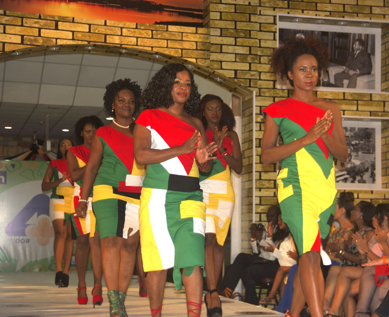 Guyana’s National Colors were on display on the runway during the launch of Guyana Fashion Week on May 20, 2016.