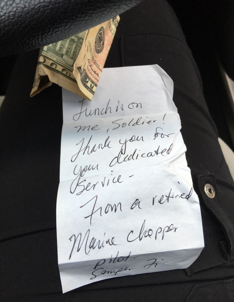 A disabled veteran posted on Reddit that he found on his windshield from another military vet