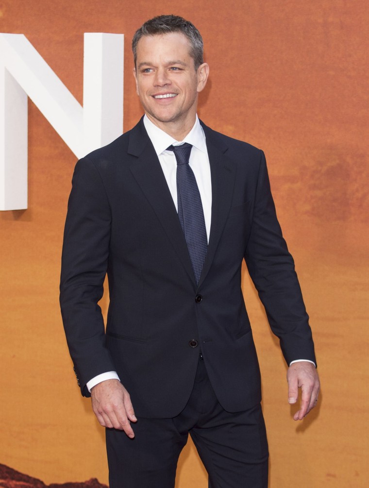 Matt Damon attends the European premiere of "The Martian" at Odeon Leicester Square on September 24, 2015 in London, England.