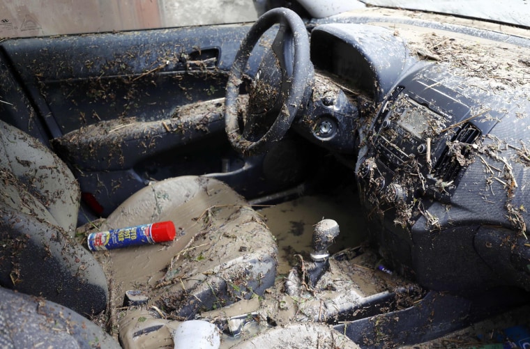 Image: An interior of a car damaged by the floods is pictured in the town of Braunsbach