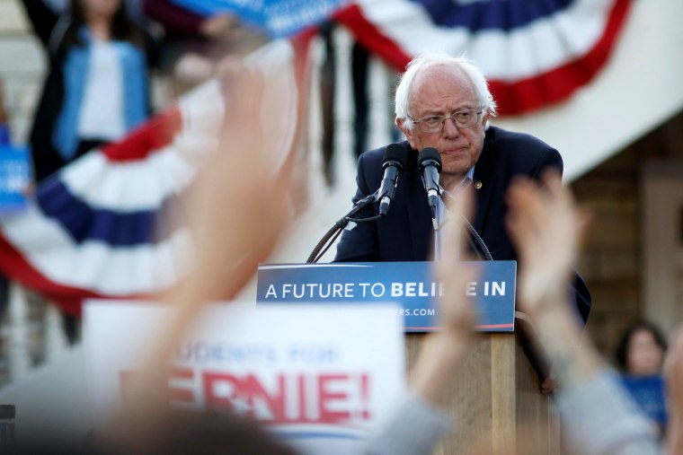 Image: Bernie Sanders speaks during a campaign rally in Monterey