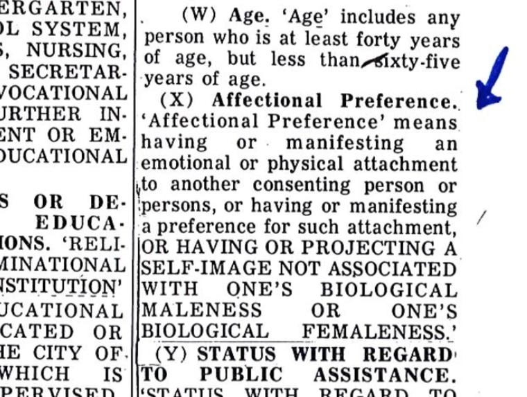 An excerpt from an ordinance passed by the city council of the city of Minneapolis in 1975, the first known legal provision protecting transgender people.