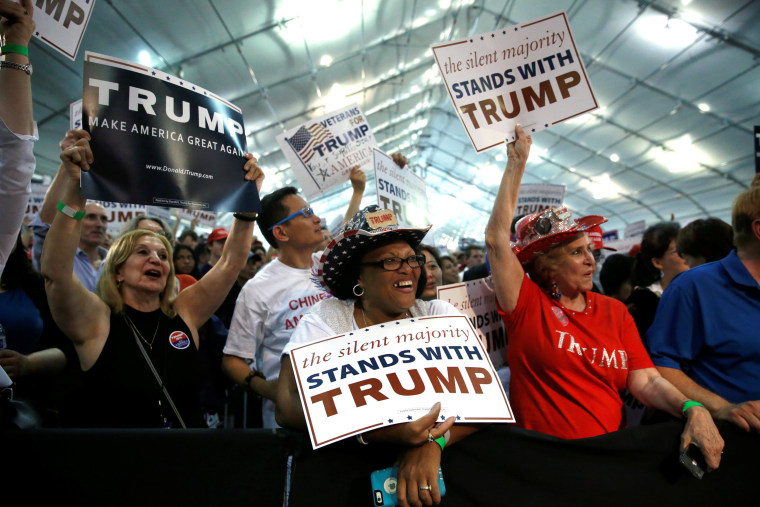 Image: Supporters cheer for U.S. Republican presidential candidate Donald Trump as he speaks at a campaign rally in San Jose