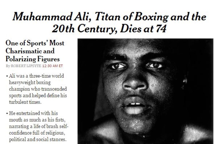 Image: Muhammad Ali was praised for his stature as a global figure, not just a sportsman.